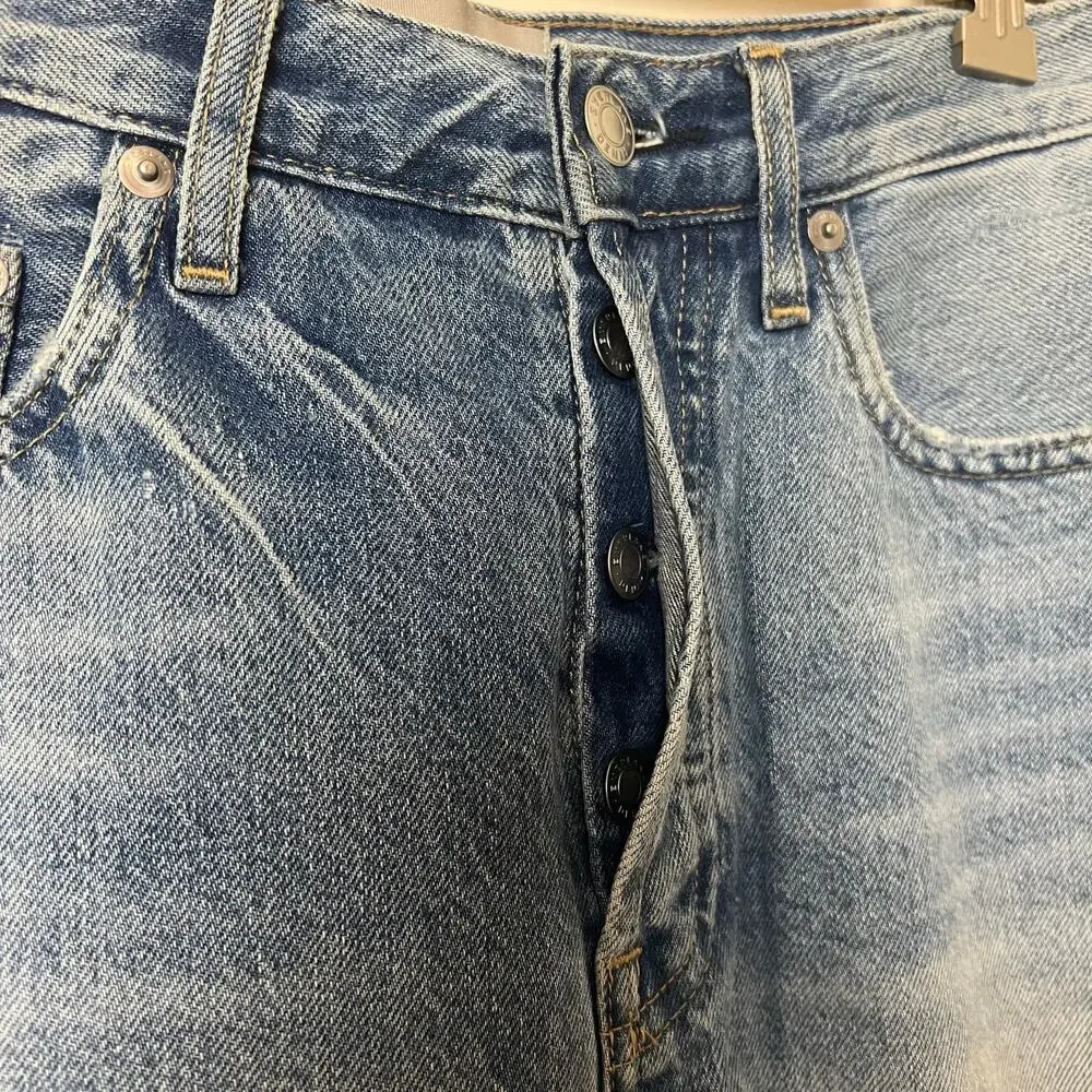 EVERLANE The Cheeky Long Short Light Wash Jorts Dad Denim Shorts Button Fly 25